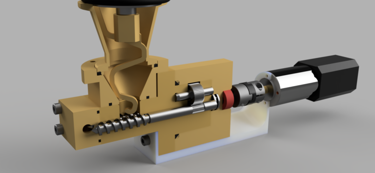 Abb. 1 Doppelschneckenextruder Halbschnitt Render 1 768x355